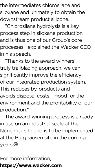 the intermediates chlorosilane and siloxane and ultimately to obtain the downstream product silicone. “Chlorosilane h...