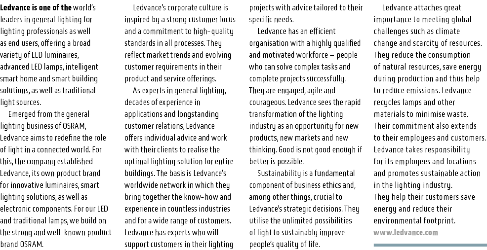 Ledvance is one of the world’s leaders in general lighting for lighting professionals as well as end users, offering ...