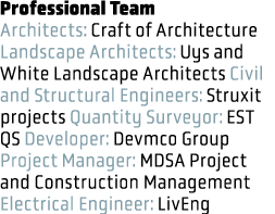 Professional Team Architects: Craft of Architecture Landscape Architects: Uys and White Landscape Architects Civil an...