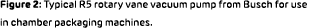 Figure 2: Typical R5 rotary vane vacuum pump from Busch for use in chamber packaging machines.