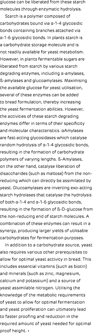 glucose can be liberated from these starch molecules through enzymatic hydrolysis. Starch is a polymer composed of ca...