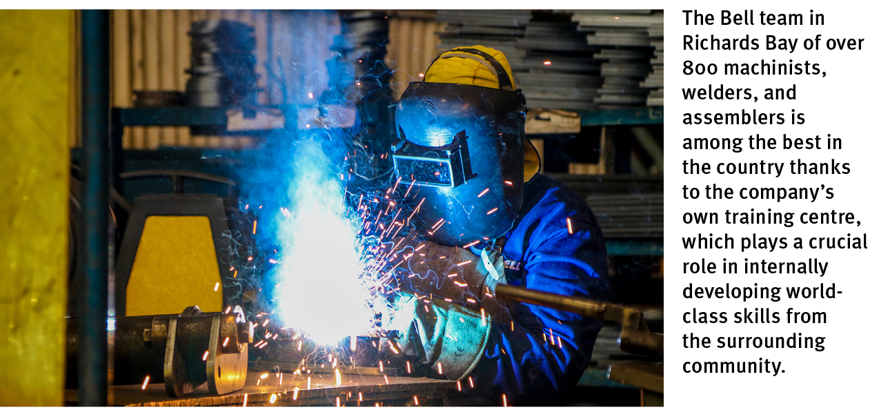 The Bell team in Richards Bay of over 800 machinists, welders, and assemblers is among the best in the country thanks...