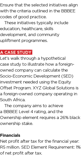 Ensure that the selected initiatives align with the criteria outlined in the BBBEE codes of good practice. These init...