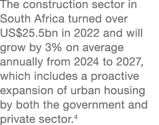 The construction sector in South Africa turned over US$25.5bn in 2022 and will grow by 3% on average annually from 20...