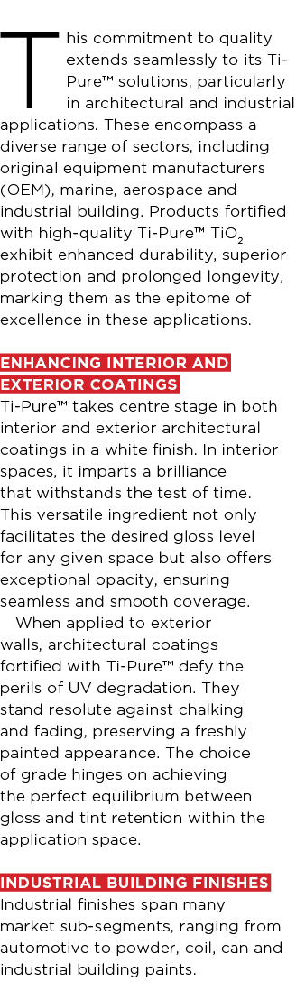 This commitment to quality extends seamlessly to its Ti Pure™ solutions, particularly in architectural and industrial...