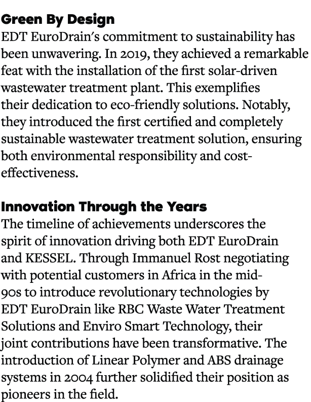 Green By Design EDT EuroDrain's commitment to sustainability has been unwavering. In 2019, they achieved a remarkable...